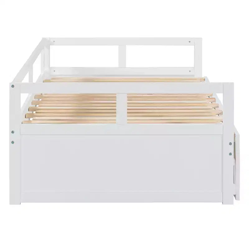 Lit de repos extensible en bois avec lit gigogne et deux tiroirs de rangement-ModernLuxe