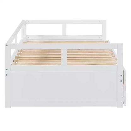 Lit de repos extensible en bois avec lit gigogne et deux tiroirs de rangement-ModernLuxe