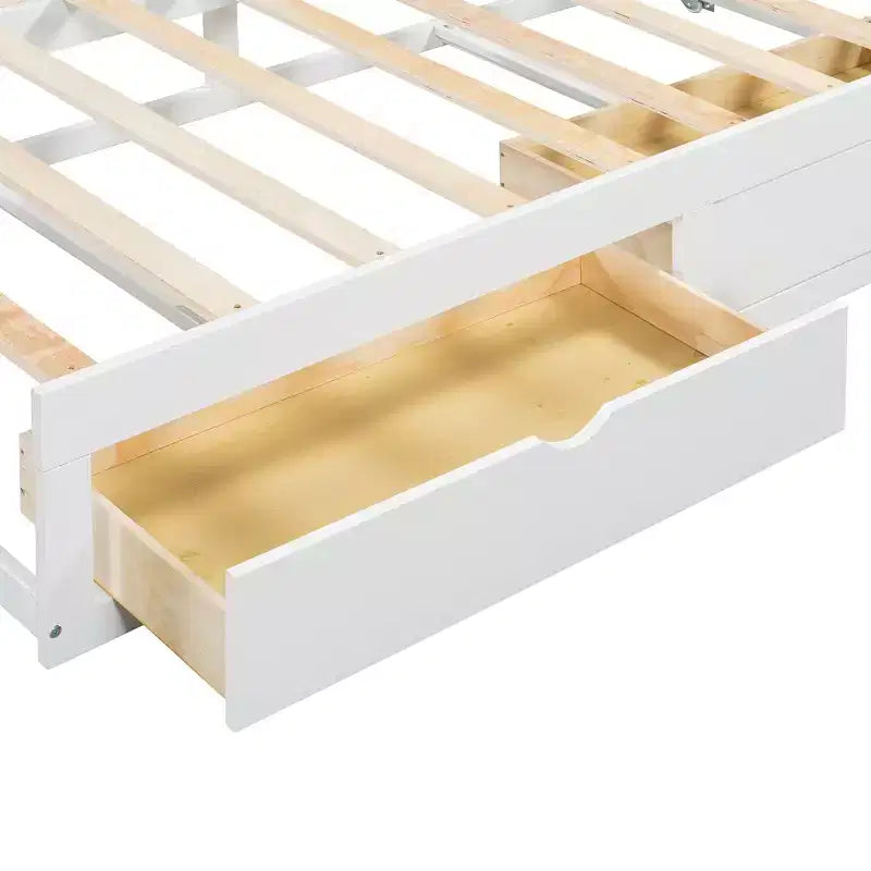 Lit de repos extensible en bois avec lit gigogne et deux tiroirs de rangement-ModernLuxe