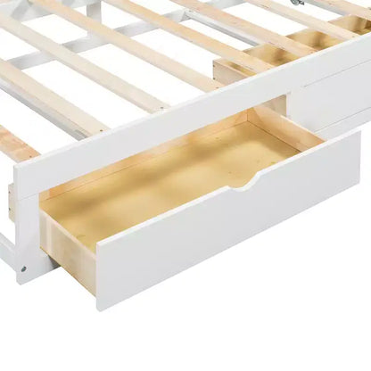 Lit de repos extensible en bois avec lit gigogne et deux tiroirs de rangement-ModernLuxe
