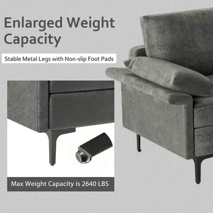 Canapé d'angle modulable moderne Costway en forme de L avec méridienne réversible et 4 ports USB