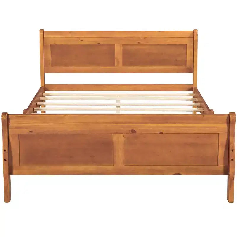 Lit plateforme double en bois avec tête de lit et support à lattes en bois - ModernLuxe