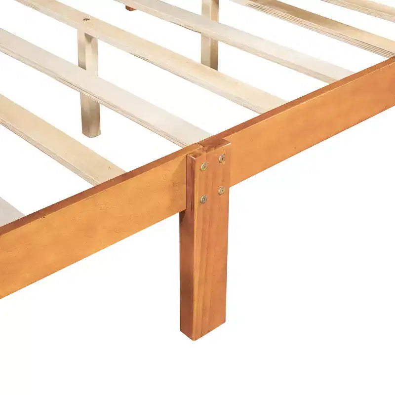 Lit plateforme double en bois avec tête de lit et support à lattes en bois - ModernLuxe