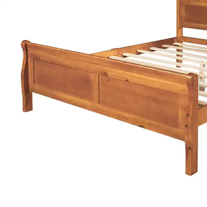 Lit plateforme double en bois avec tête de lit et support à lattes en bois - ModernLuxe