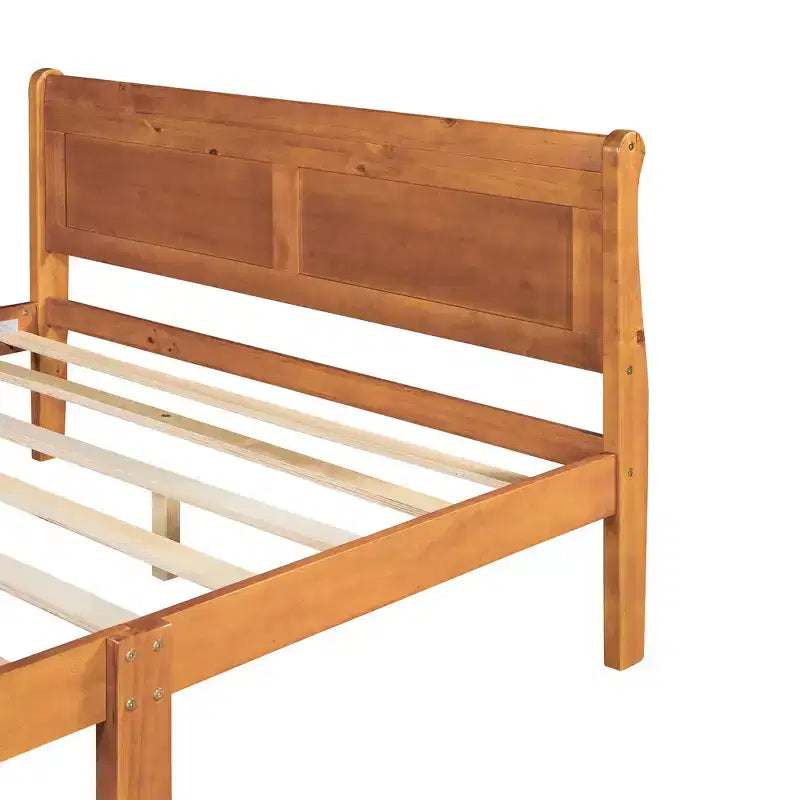 Lit plateforme double en bois avec tête de lit et support à lattes en bois - ModernLuxe