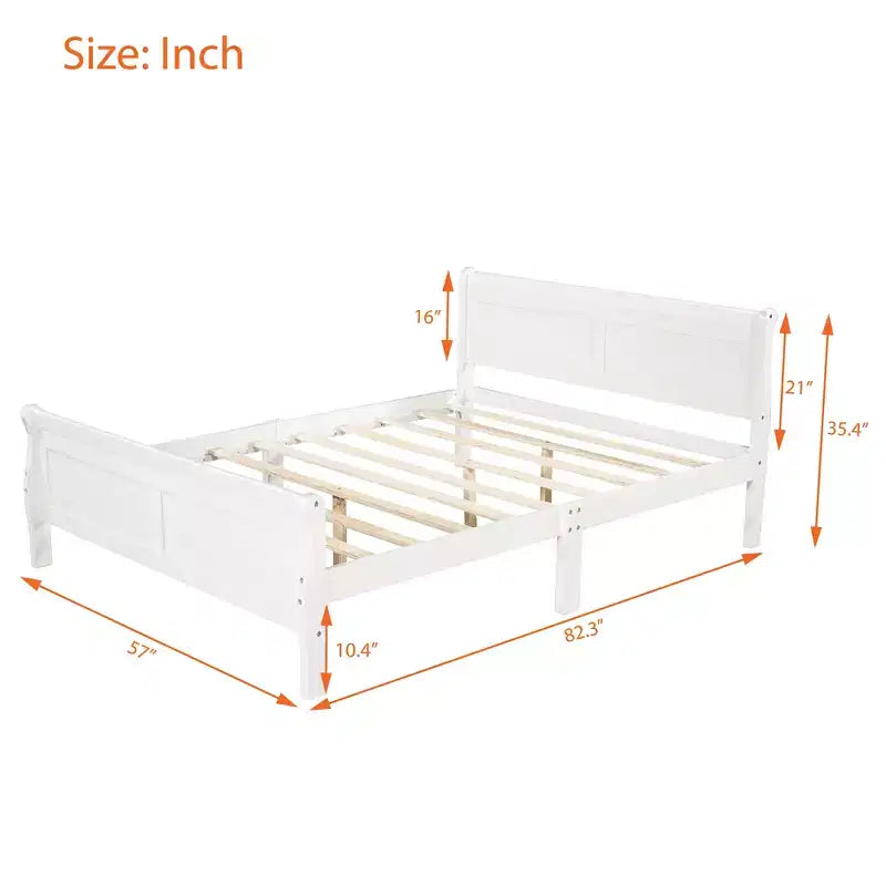 Lit plateforme double en bois avec tête de lit et support à lattes en bois - ModernLuxe