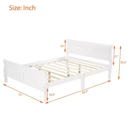 Lit plateforme double en bois avec tête de lit et support à lattes en bois - ModernLuxe