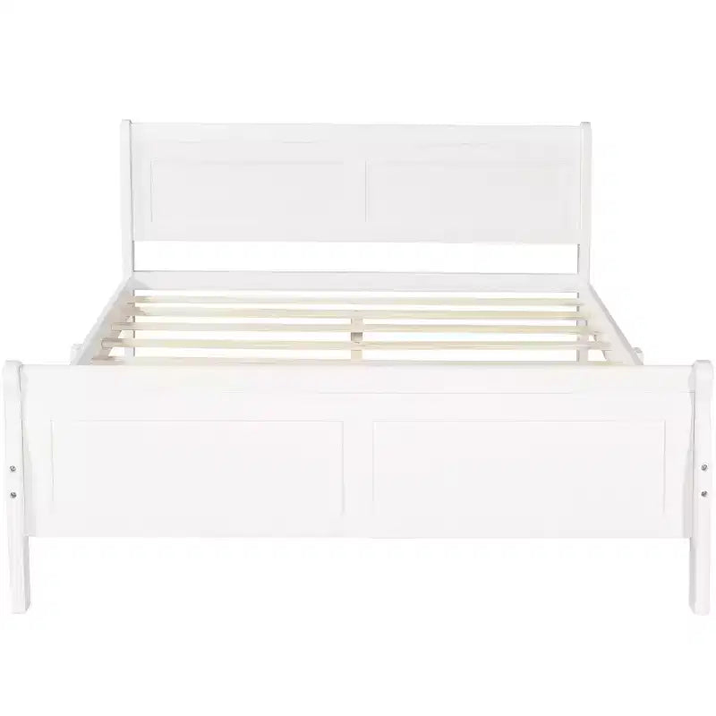 Lit plateforme double en bois avec tête de lit et support à lattes en bois - ModernLuxe