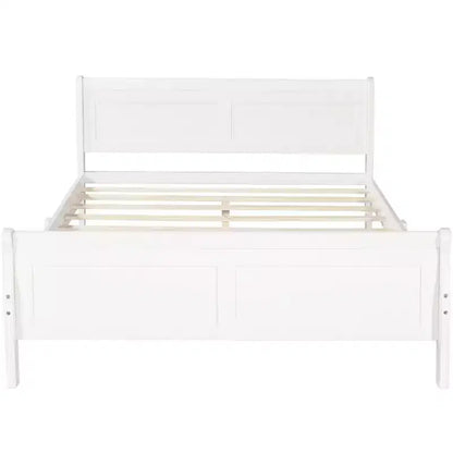 Lit plateforme double en bois avec tête de lit et support à lattes en bois - ModernLuxe