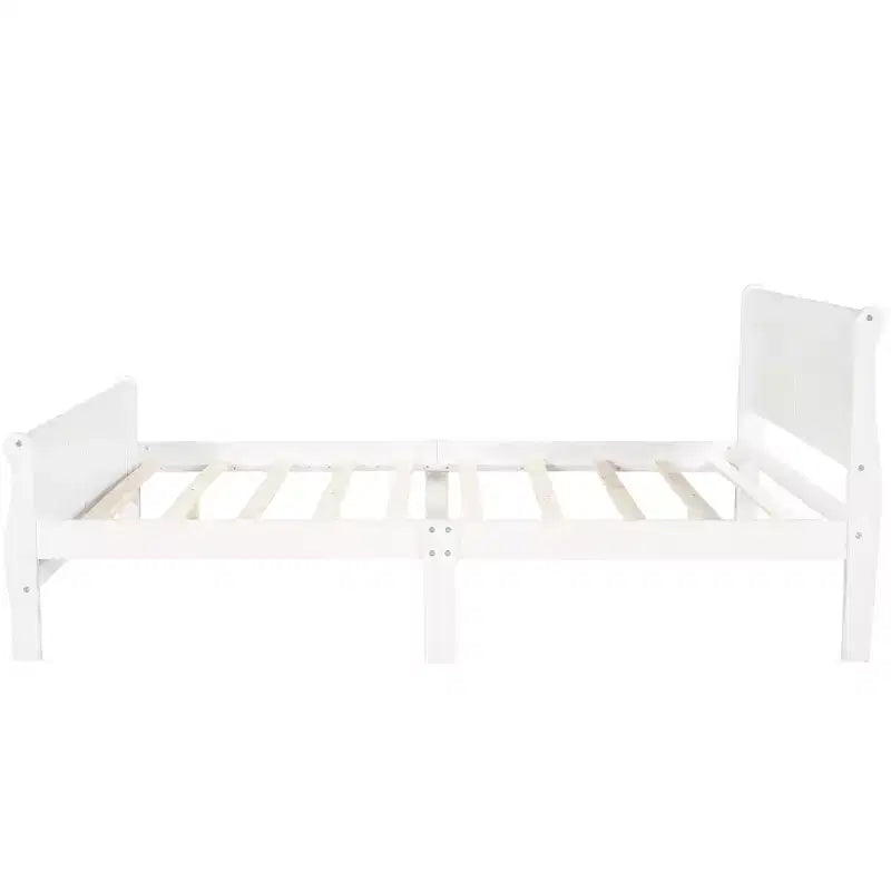 Lit plateforme double en bois avec tête de lit et support à lattes en bois - ModernLuxe
