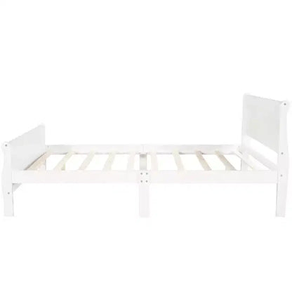 Lit plateforme double en bois avec tête de lit et support à lattes en bois - ModernLuxe