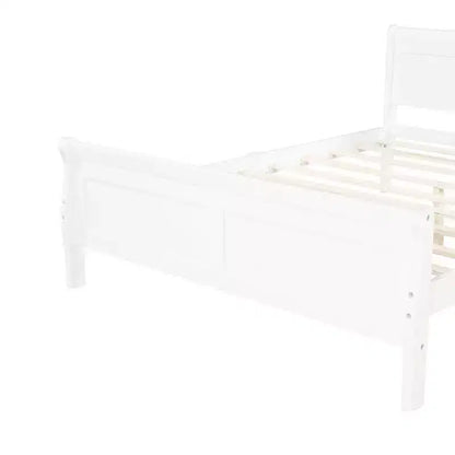 Lit plateforme double en bois avec tête de lit et support à lattes en bois - ModernLuxe