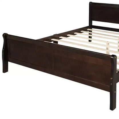 Lit plateforme double en bois avec tête de lit et support à lattes en bois - ModernLuxe
