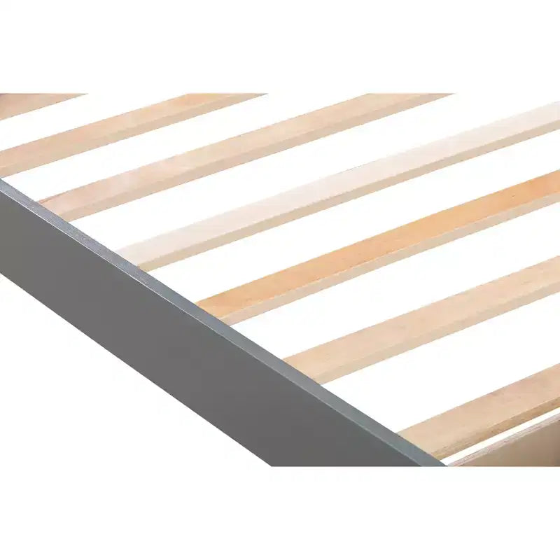 Cadre de lit plateforme en bois pour lit jumeau avec tiroir de rangement et support à lattes - ModernLuxe