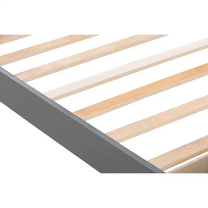 Cadre de lit plateforme en bois pour lit jumeau avec tiroir de rangement et support à lattes - ModernLuxe