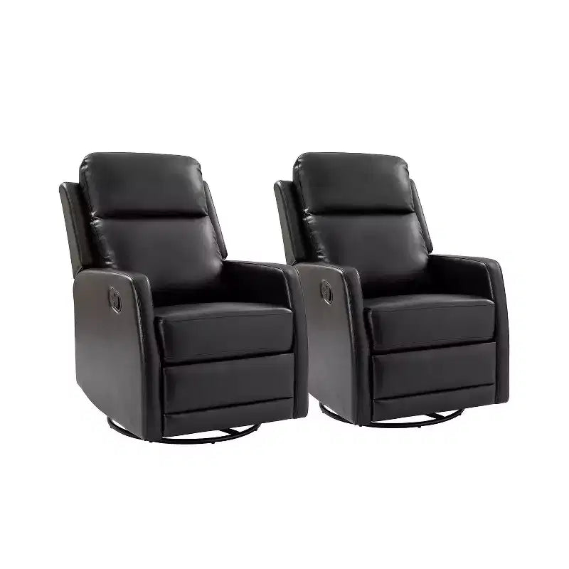 Set of 2 Ofelia Wooden Upholstery Wingback Swivel Recliner for Bedroom and Living Room ART OF LIVING DESIGNS-BLACK