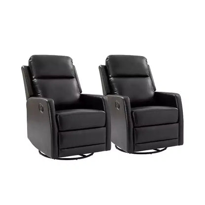 Set of 2 Ofelia Wooden Upholstery Wingback Swivel Recliner for Bedroom and Living Room ART OF LIVING DESIGNS-BLACK