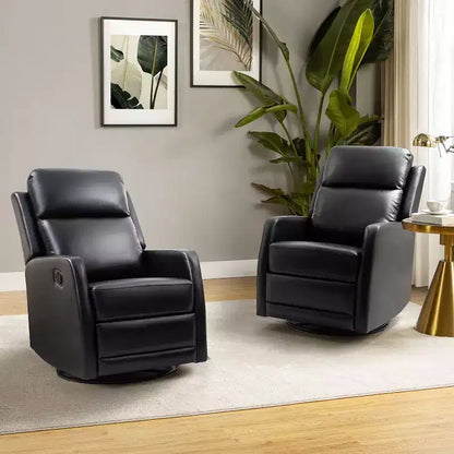 Lot de 2 fauteuils relax pivotants à oreilles en bois Ofelia pour chambre et salon ART OF LIVING DESIGNS-NOIR