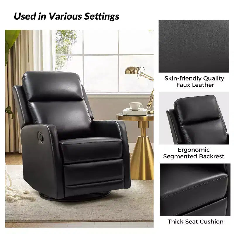 Lot de 2 fauteuils relax pivotants à oreilles en bois Ofelia pour chambre et salon ART OF LIVING DESIGNS-NOIR