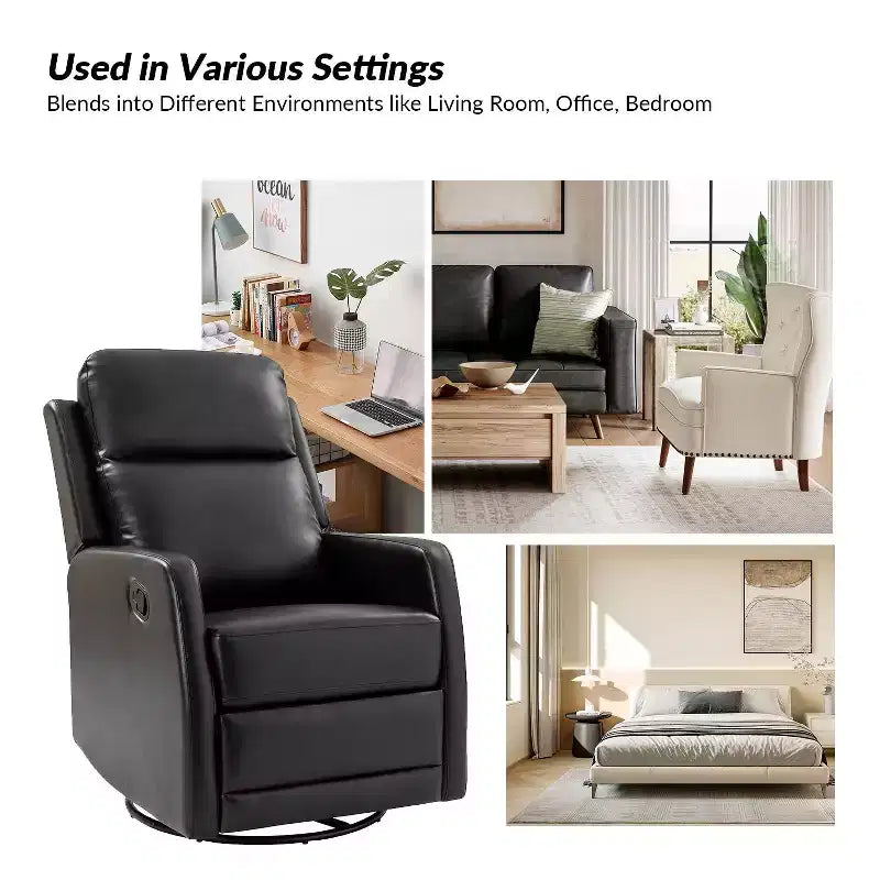 Lot de 2 fauteuils relax pivotants à oreilles en bois Ofelia pour chambre et salon ART OF LIVING DESIGNS-NOIR