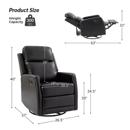Lot de 2 fauteuils relax pivotants à oreilles en bois Ofelia pour chambre et salon ART OF LIVING DESIGNS-NOIR