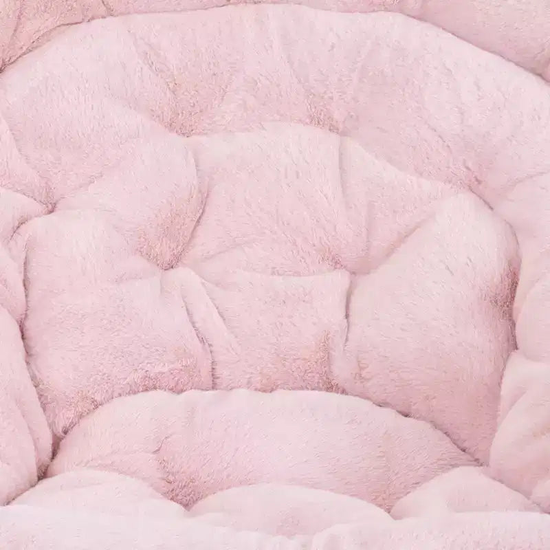 Chaise soucoupe pliante surdimensionnée Emma et Oliver avec coussin confortable en fausse fourrure et cadre en métal pour dortoirs, chambres, appartements et plus encore
