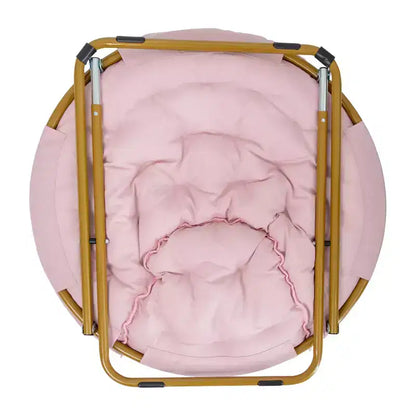 Chaise soucoupe pliante surdimensionnée Emma et Oliver avec coussin confortable en fausse fourrure et cadre en métal pour dortoirs, chambres, appartements et plus encore