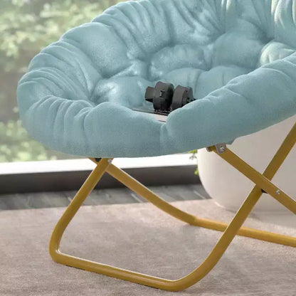 Chaise soucoupe pliante surdimensionnée Emma et Oliver avec coussin confortable en fausse fourrure et cadre en métal pour dortoirs, chambres, appartements et plus encore