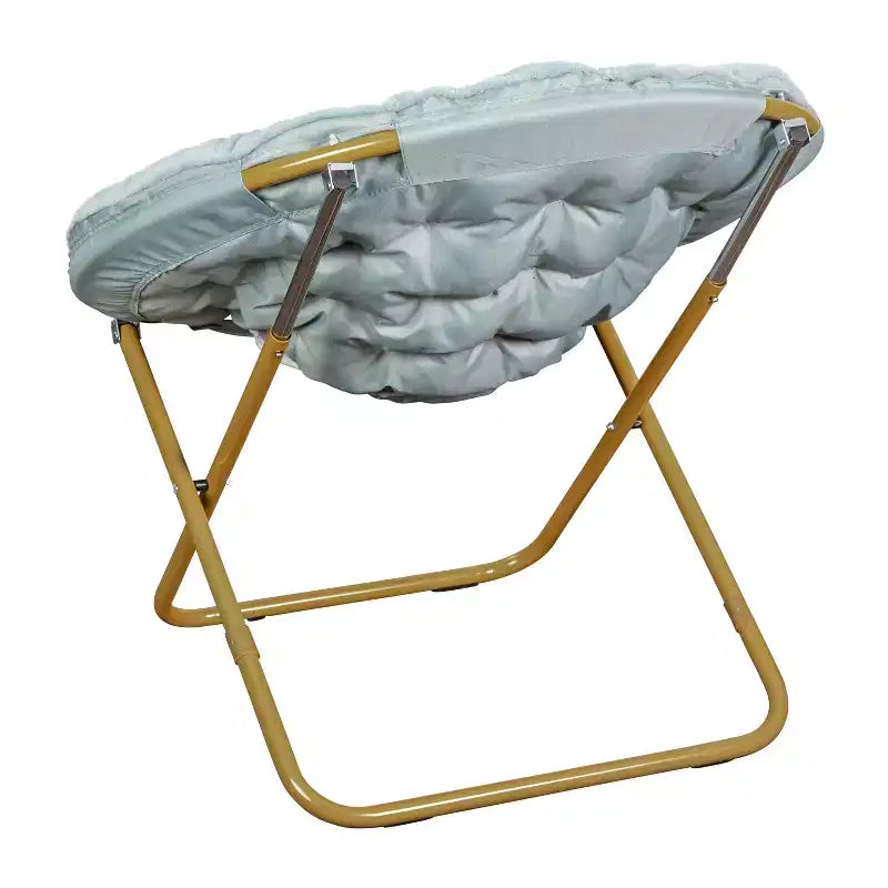 Chaise soucoupe pliante surdimensionnée Emma et Oliver avec coussin confortable en fausse fourrure et cadre en métal pour dortoirs, chambres, appartements et plus encore