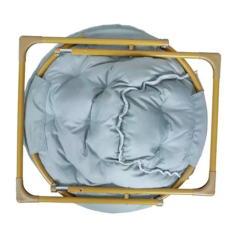 Chaise soucoupe pliante surdimensionnée Emma et Oliver avec coussin confortable en fausse fourrure et cadre en métal pour dortoirs, chambres, appartements et plus encore