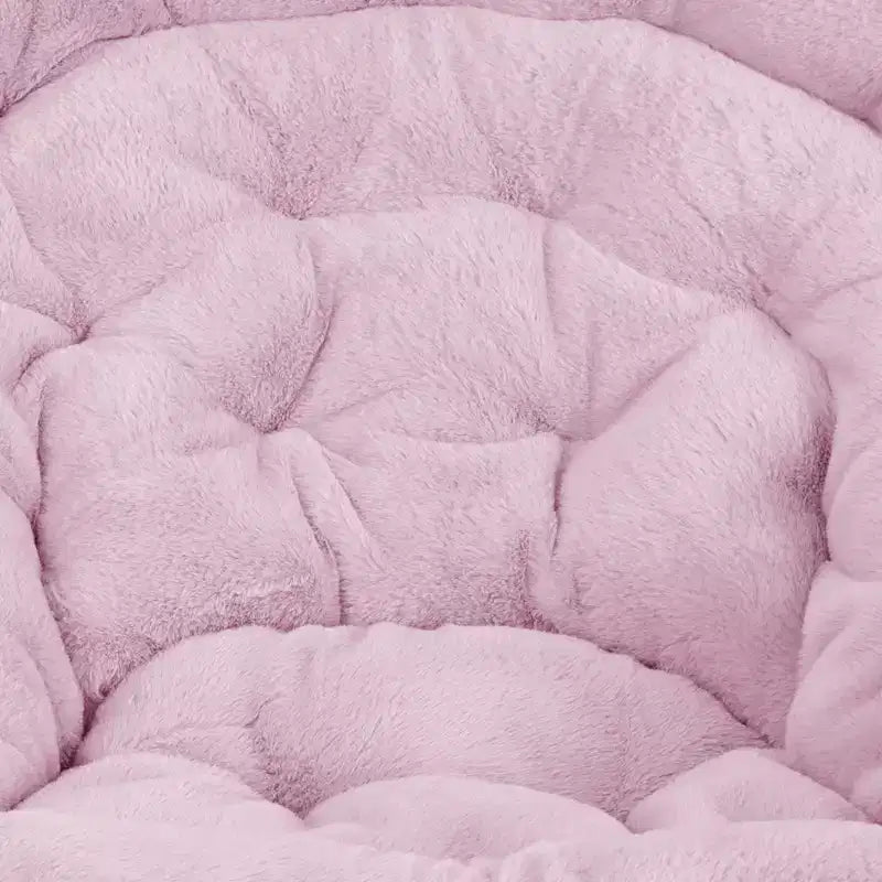 Chaise soucoupe pliante surdimensionnée Emma et Oliver avec coussin confortable en fausse fourrure et cadre en métal pour dortoirs, chambres, appartements et plus encore