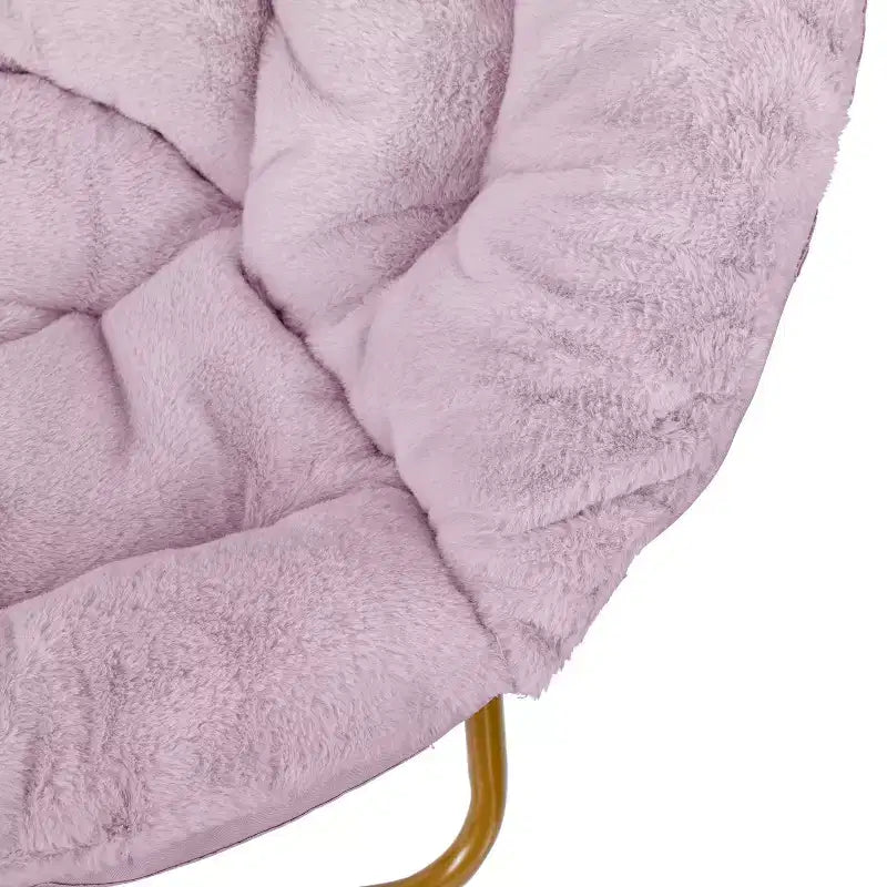 Chaise soucoupe pliante surdimensionnée Emma et Oliver avec coussin confortable en fausse fourrure et cadre en métal pour dortoirs, chambres, appartements et plus encore