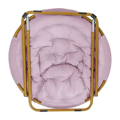Chaise soucoupe pliante surdimensionnée Emma et Oliver avec coussin confortable en fausse fourrure et cadre en métal pour dortoirs, chambres, appartements et plus encore
