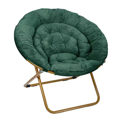 Chaise soucoupe pliante surdimensionnée Emma et Oliver avec coussin confortable en fausse fourrure et cadre en métal pour dortoirs, chambres, appartements et plus encore