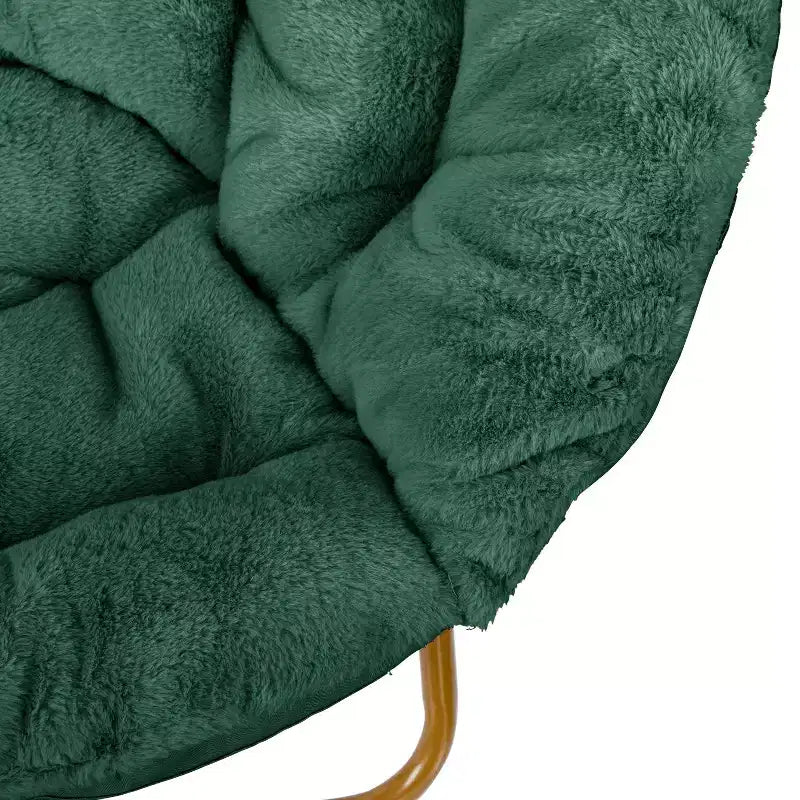 Chaise soucoupe pliante surdimensionnée Emma et Oliver avec coussin confortable en fausse fourrure et cadre en métal pour dortoirs, chambres, appartements et plus encore