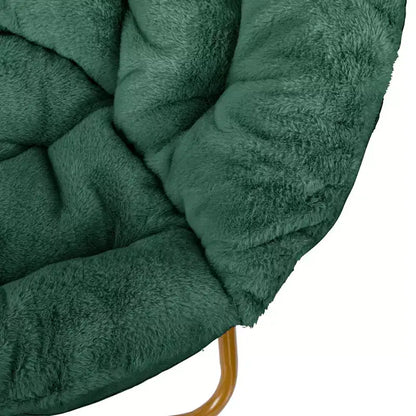 Chaise soucoupe pliante surdimensionnée Emma et Oliver avec coussin confortable en fausse fourrure et cadre en métal pour dortoirs, chambres, appartements et plus encore