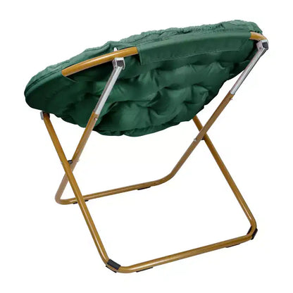 Chaise soucoupe pliante surdimensionnée Emma et Oliver avec coussin confortable en fausse fourrure et cadre en métal pour dortoirs, chambres, appartements et plus encore
