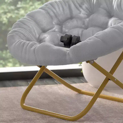 Chaise soucoupe pliante surdimensionnée Emma et Oliver avec coussin confortable en fausse fourrure et cadre en métal pour dortoirs, chambres, appartements et plus encore