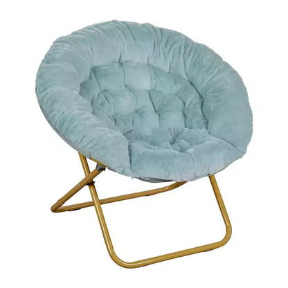 Chaise soucoupe pliante surdimensionnée Emma et Oliver avec coussin confortable en fausse fourrure et cadre en métal pour dortoirs, chambres, appartements et plus encore