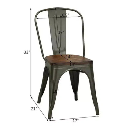 Costway Lot de 4 chaises de salle à manger en métal, assise en bois, empilables