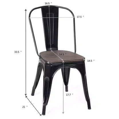 Costway Lot de 4 chaises de salle à manger en métal, assise en bois, empilables