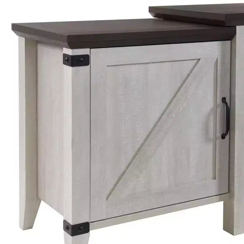 Meuble TV console Edyo Living 63 po autoportant en bois avec foyer électrique, gris