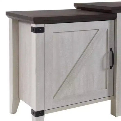 Meuble TV console Edyo Living 63 po autoportant en bois avec foyer électrique, gris
