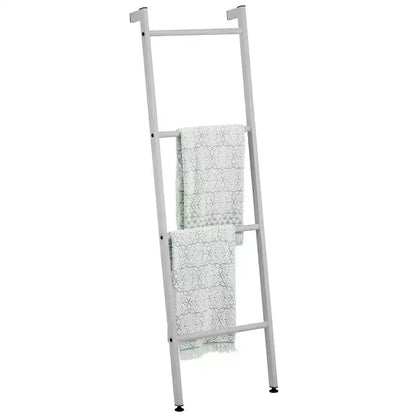 mDesign Étagère échelle murale en métal pour couvertures et serviettes, pour chambre/salle de bain, gris clair