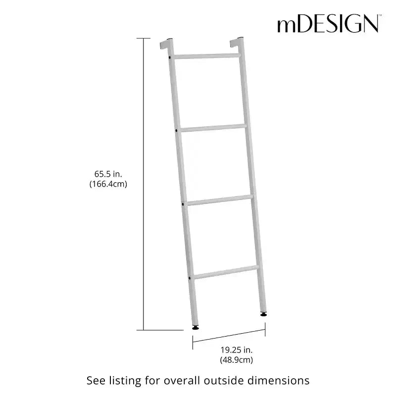mDesign Étagère échelle murale en métal pour couvertures et serviettes, pour chambre/salle de bain, gris clair