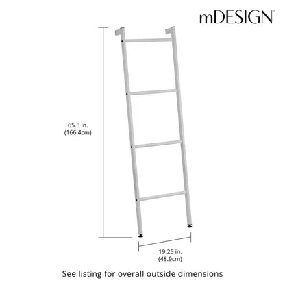 mDesign Étagère échelle murale en métal pour couvertures et serviettes, pour chambre/salle de bain, gris clair