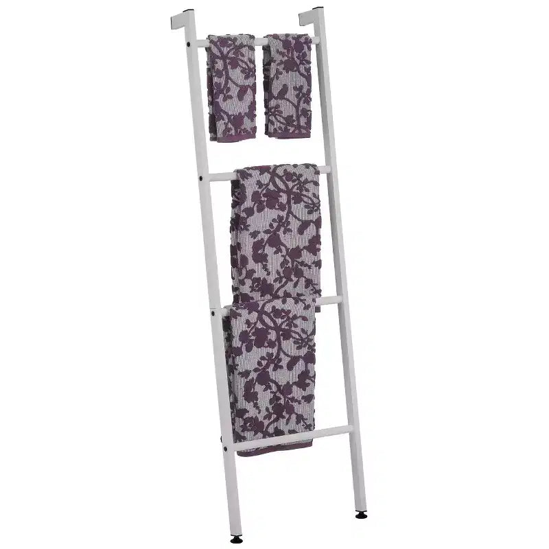 mDesign Étagère échelle murale en métal pour couvertures et serviettes, pour chambre/salle de bain, gris clair