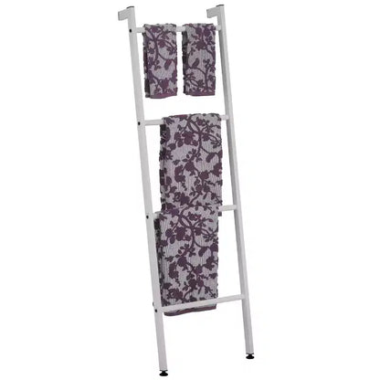 mDesign Étagère échelle murale en métal pour couvertures et serviettes, pour chambre/salle de bain, gris clair