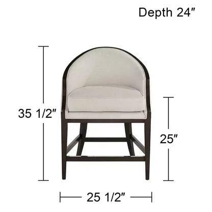 Tabouret de bar Jasper Truffle Wood 55 Downing Street, marron, hauteur 63,5 cm, coussin en tissu moderne couleur avoine avec dossier et repose-pieds pour îlot de cuisine hauteur comptoir