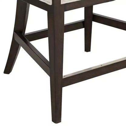 Tabouret de bar Jasper Truffle Wood 55 Downing Street, marron, hauteur 63,5 cm, coussin en tissu moderne couleur avoine avec dossier et repose-pieds pour îlot de cuisine hauteur comptoir